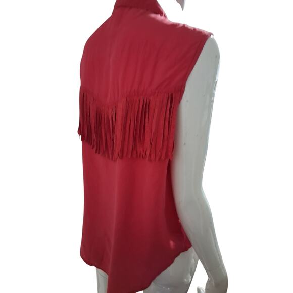 Y2K Vintage Lady Madeira Fringe Women's size M 100% Silk Button Up Western Top - Picture 3 of 9